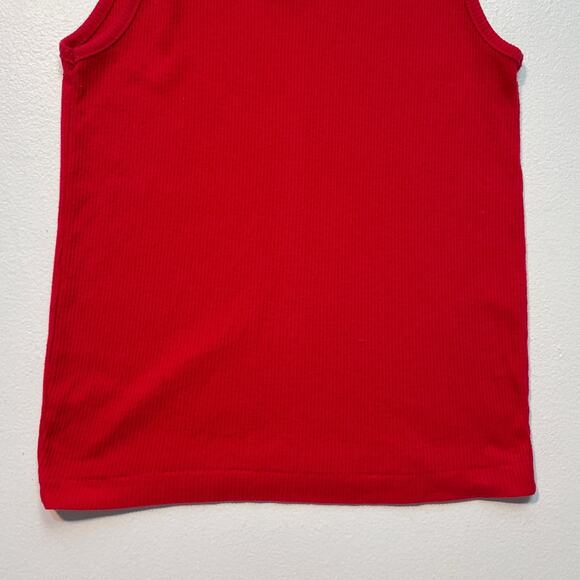 Vintage 80's Red Ribbed Tank Top / Sz M / Sleeveless / Normandee Rose / Minimal - Picture 6 of 9